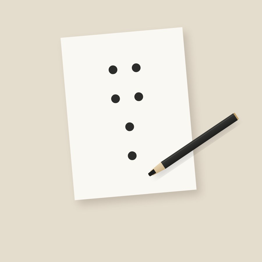 Le signe Winlin tracé sur une feuille blanche, à côté d’un crayon pierre noire